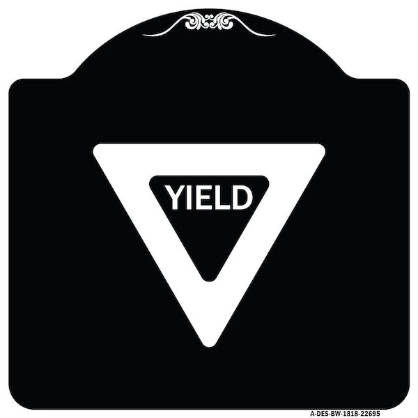 Signmission Designer Series Sign-Yield, Black & White Heavy-Gauge Aluminum Sign, 18" x 18", BW-1818-22695 A-DES-BW-1818-22695 - main